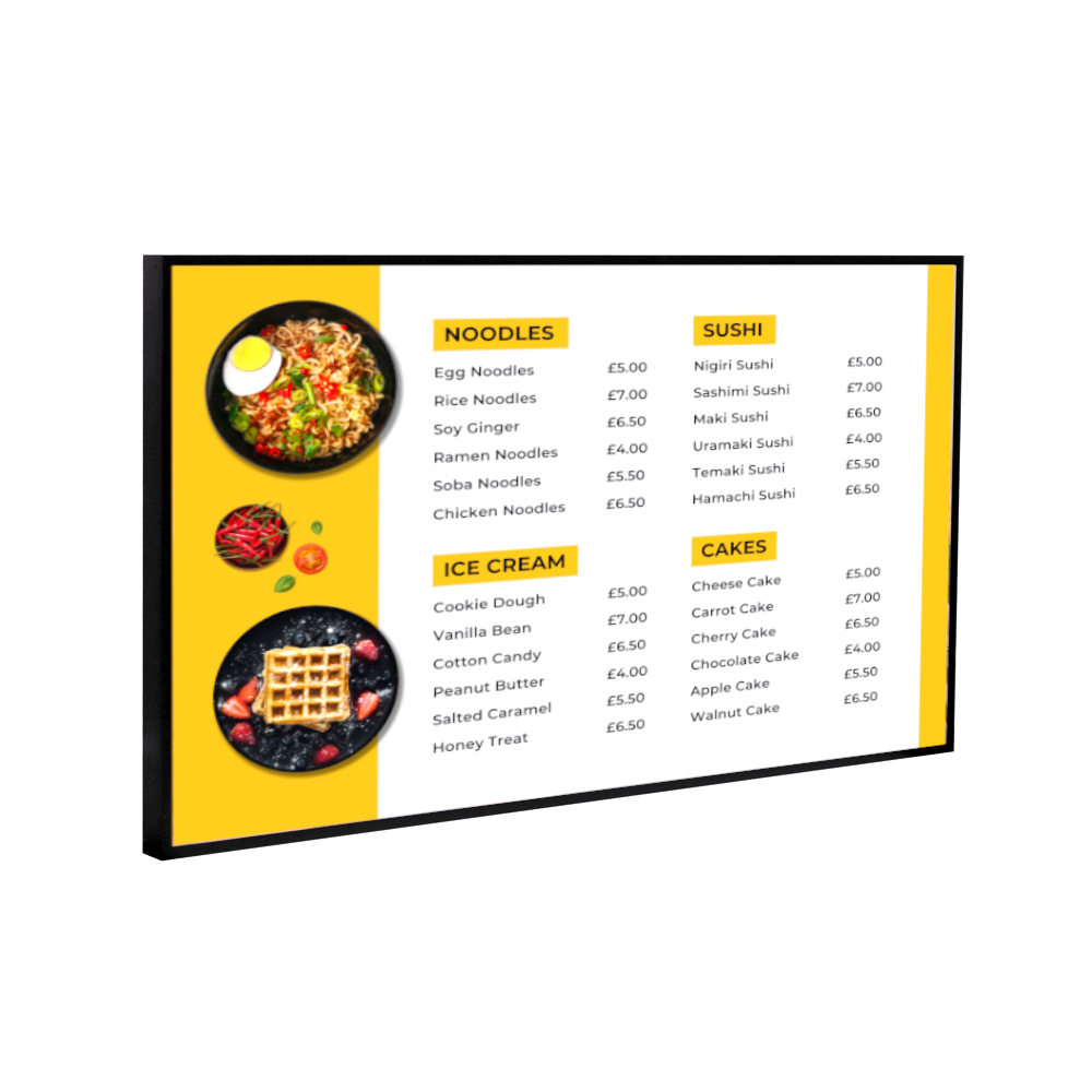 Bright digital menu board